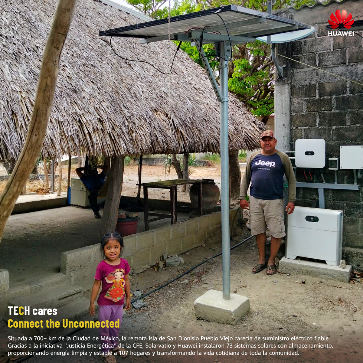 HuaweiLatam's tweet photo. San Dionisio Pueblo Viejo, México, comunidad costera indígena, carecía de suministro eléctrico fiable. Con el plan "Justicia Energética" de @CFEmx, @Solarvatio y Huawei instalaron 73 sistemas de almacenamiento solar para 107 hogares, asegurando energía verde segura y confiable. https://t.co/VWvI3dIOer