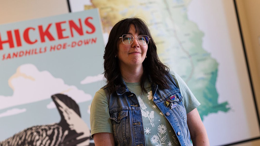 NebToday's tweet photo. When Lancaster County voters leave the polls in May, they will walk out with the image of a Nebraska songbird celebrating voting — in the form of a sticker designed by @UNLGreatPlains' Katie Nieland. https://t.co/OIus7zCnXM #Nebraska #UNL #LNK https://t.co/gib3a5EYom