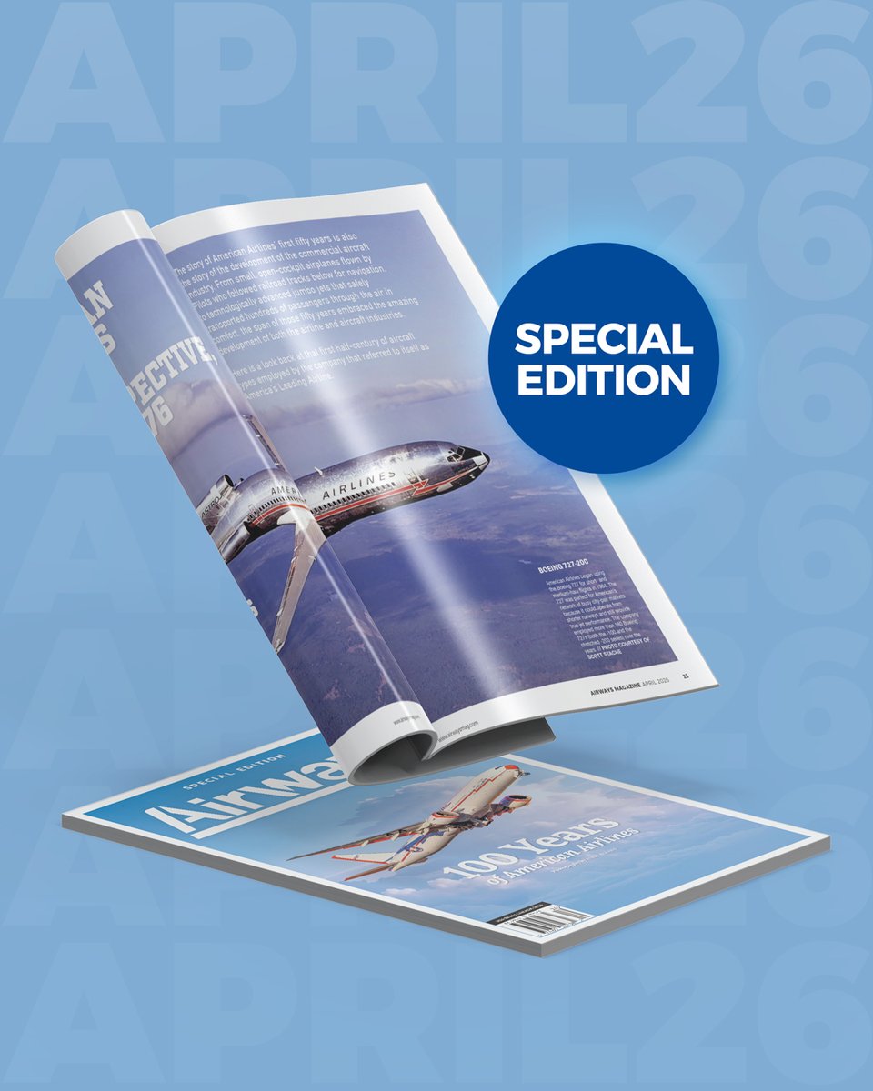 airwaysmagazine's tweet image. GOING FAST 🔥     

Congratulations to American Airlines on an incredible 100 years of aviation history.      

Get your copy now:        
shop.airwaysmag.com/products/april… 

#americanairlines #boeing #avgeek