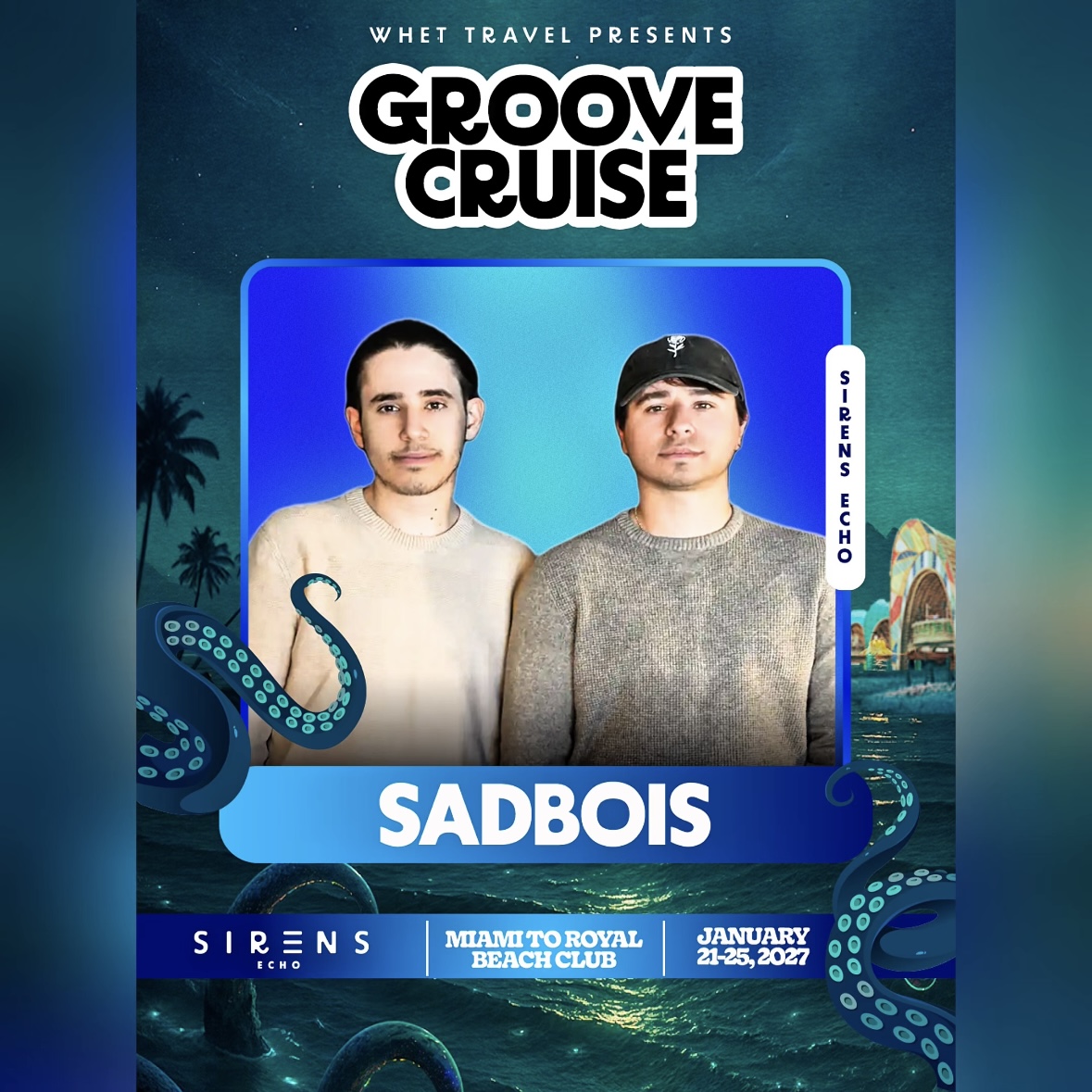 sadbois_music's tweet image. We’re so excited to announce that we’ll be playing @GrooveCruise next year! The dates are January 21-25, 2027‼️

This marks our first major festival debut &amp;amp; we can’t wait to make unforgettable memories with all of you! ⚓️🦋

groovecruise.com | #groovecruise #edm