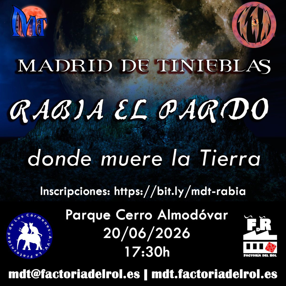 factoriadelrol's tweet photo. Ya se acerca la hora, los llantos de los espíritus de los túmulos de Madrid hace erizar la piel de todos los Hijos de Gaia que rodean la capital. 

¿Te lo vas a perder?

Inscripciones: https://t.co/1RzYuZvvWh

Plazas limitadas. https://t.co/j23JYvWm3l