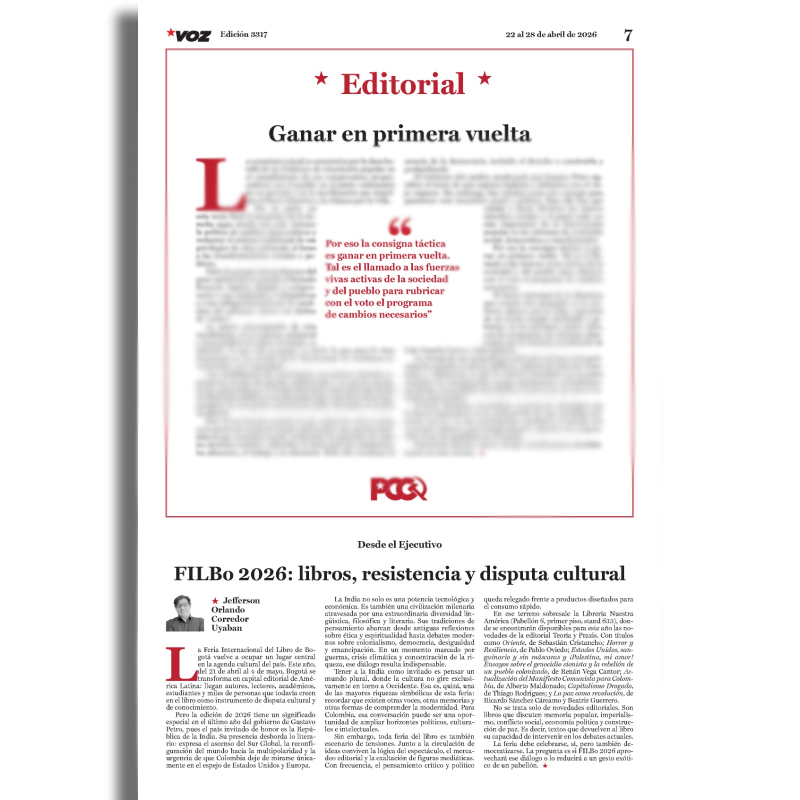 SemanarioVOZ's tweet image. #Editorial | Ganar en primera vuelta

La coyuntura actual se caracteriza por la dura batalla de un Gobierno de orientación popular en el cumplimiento de sus compromisos programáticos con el pueblo en el punto culminante de su ejercicio y en la movilización que impulsan el Pacto