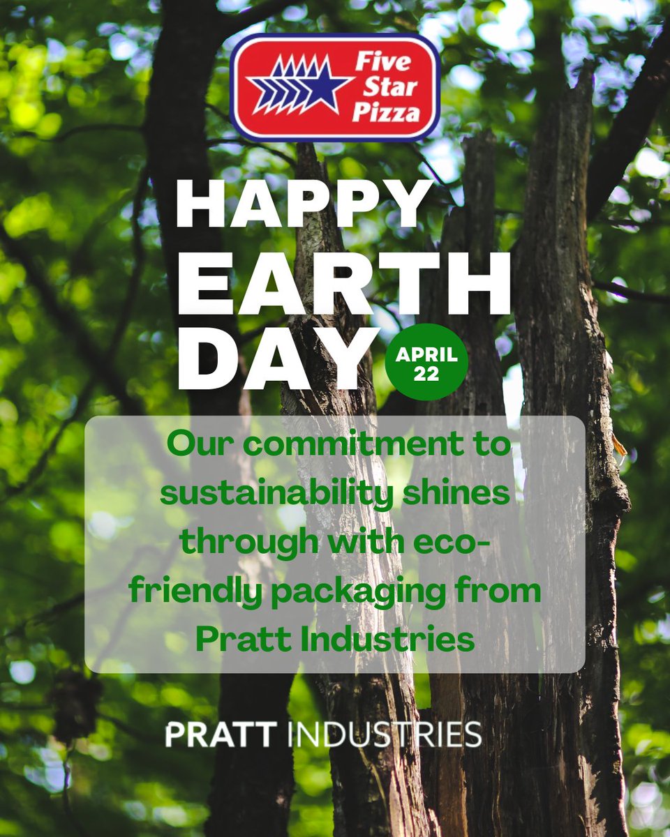 Happy Earth Day! 🌎🍕 Celebrate with Five Star Pizza and our eco-friendly packaging from Pratt Industries. Enjoy your favorite slice guilt-free, knowing you’re helping the planet. Order now and savor the flavor while making a positive impact ➡️ link-pro.io/9GRljy8