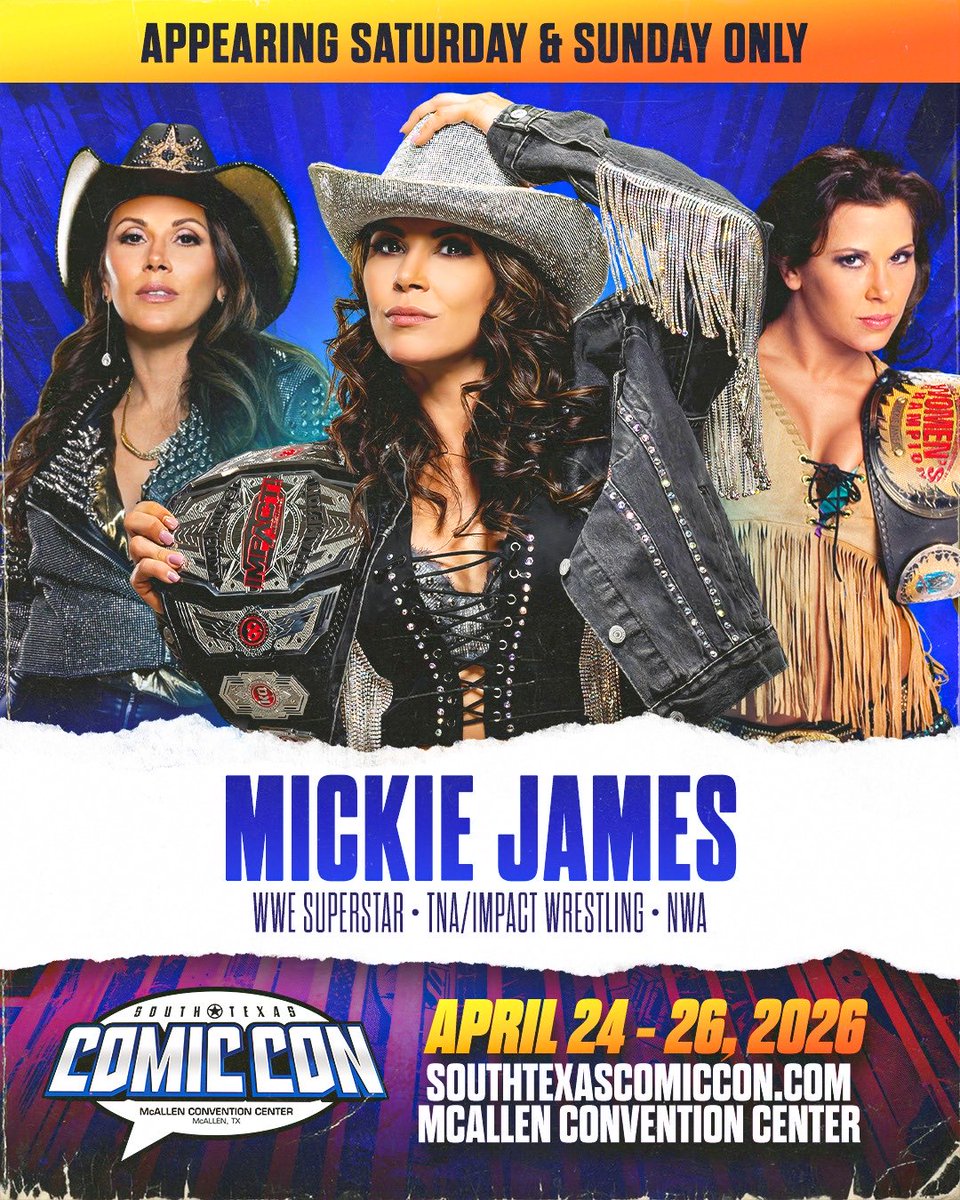 MickieJames's tweet image. Right back at it this weekend with @STXComicCon 🤘 SATURDAY &amp;amp; SUNDAY 
🎟️🔗 southtexascomiccon.com/?gad_source=1&amp;amp;…

#wwe #tnaimpact #comiccon