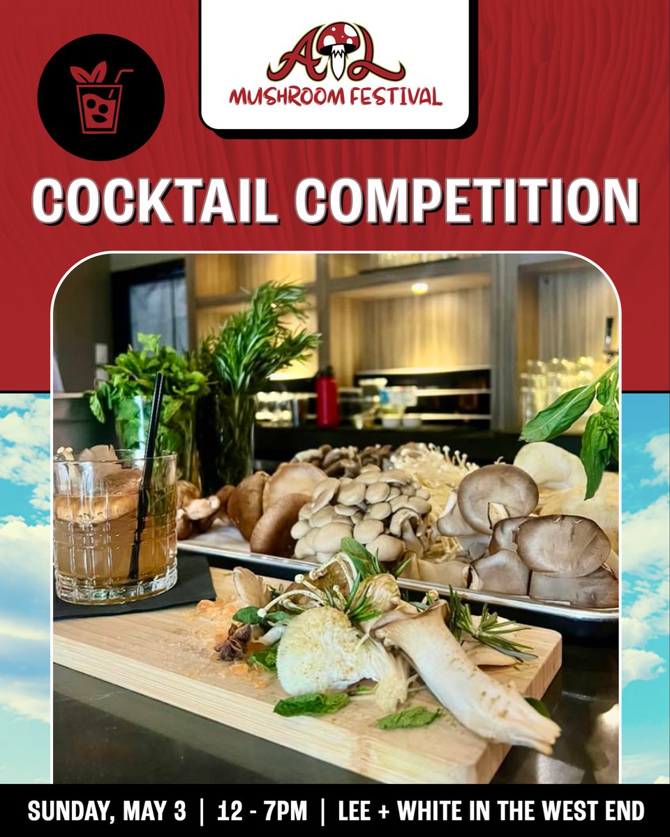 ATLMushroomFest's tweet photo. 🍄 Chefs &amp; Bartenders go head-to-head at the Atlanta Mushroom Festival! 🍄‍🟫🍹 

Mushroom-inspired dishes + cocktails
You taste &amp; vote 🗳️

Bold flavors. Creative pours. One winner.
 🗓️ May 3 | 12–7PM

https://t.co/d9XhOmcJgV

#AtlantaMushroomFestival
#ATLMushFest
#ATLFoodie https://t.co/NC5yceTLBD