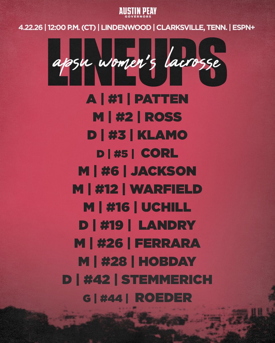 GovsWLAX's tweet image. Starting lineups against the Lindenwood Lions! 🎩🥍

#BetterNeverStops | #LetsGoPeay