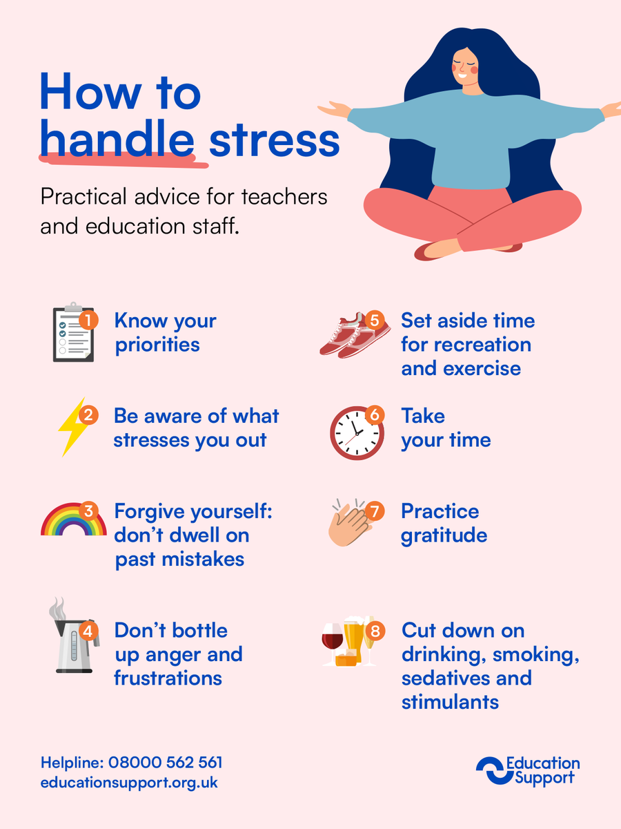 EdSupportUK's tweet photo. Tips on how to handle stress for teachers and education staff 💙

https://t.co/YYDsKnPUgS

#TeacherMentalHealth #StressAwarenessMonth #StressTips https://t.co/JGIjyalqqI
