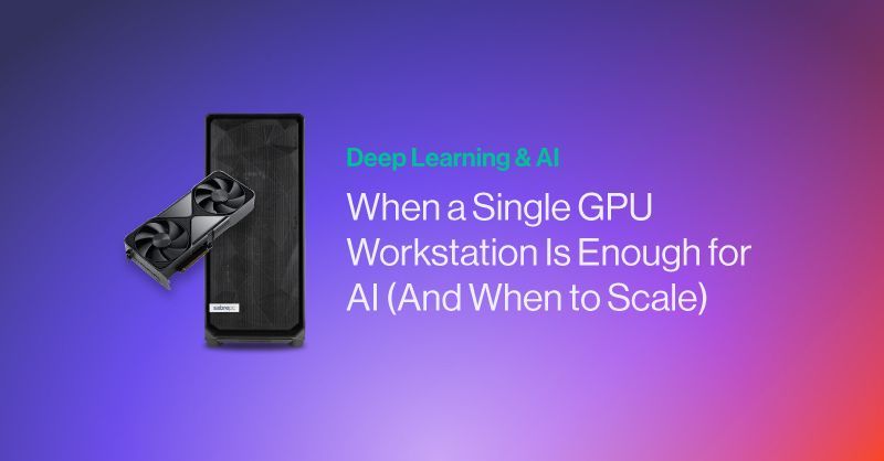 sabrepc's tweet image. Single GPU workstations can handle a surprising amount of real AI work from fine-tuning to inference. See when one powerful GPU is enough and when it is time to scale. buff.ly/ED1vQYe 

#GPU #Workstation #AI