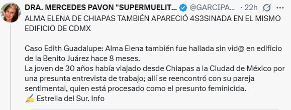 ¡Ya habían matado a una mujer hace 8 meses en el edificio donde fue encontrada Edith Guadalupe! 

Y, aún así, las Fiscalía de la CDMX no lo tiene registrado. Nos quieren vender mentiras, pero sigue saliendo más datos.