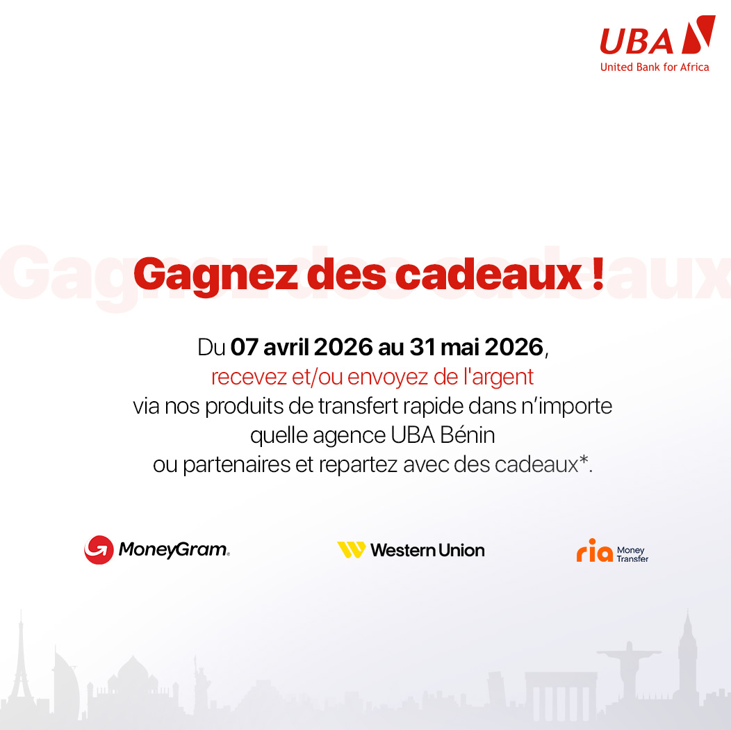 UBABenin's tweet photo. Peu importe où ils sont dans le monde, vos proches méritent le meilleur. 🌍➡️🇧🇯

Transférez avec UBA Bénin et gagnez des cadeaux !

Termes et conditions applicables.
#UBABénin #Transfert #Diaspora #GagnezDesCadeaux #UBAGroup #MoneyTransfer #ToutPourVOUS https://t.co/O8ZOgOiWsz