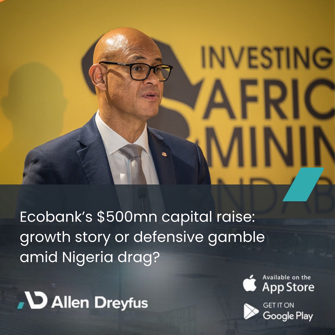 allendreyfus_'s tweet image. Ecobank’s $500mn subordinated debt issuance underscores a defensive scramble to protect capital buffers, even as the pan-African lender posts record profits and navigates mounting investor scrutiny-Brandon Orion Mensah

Read more: allendreyfus.com/ecobanks-500mn…

#Ecobank #Tier2 #Debt