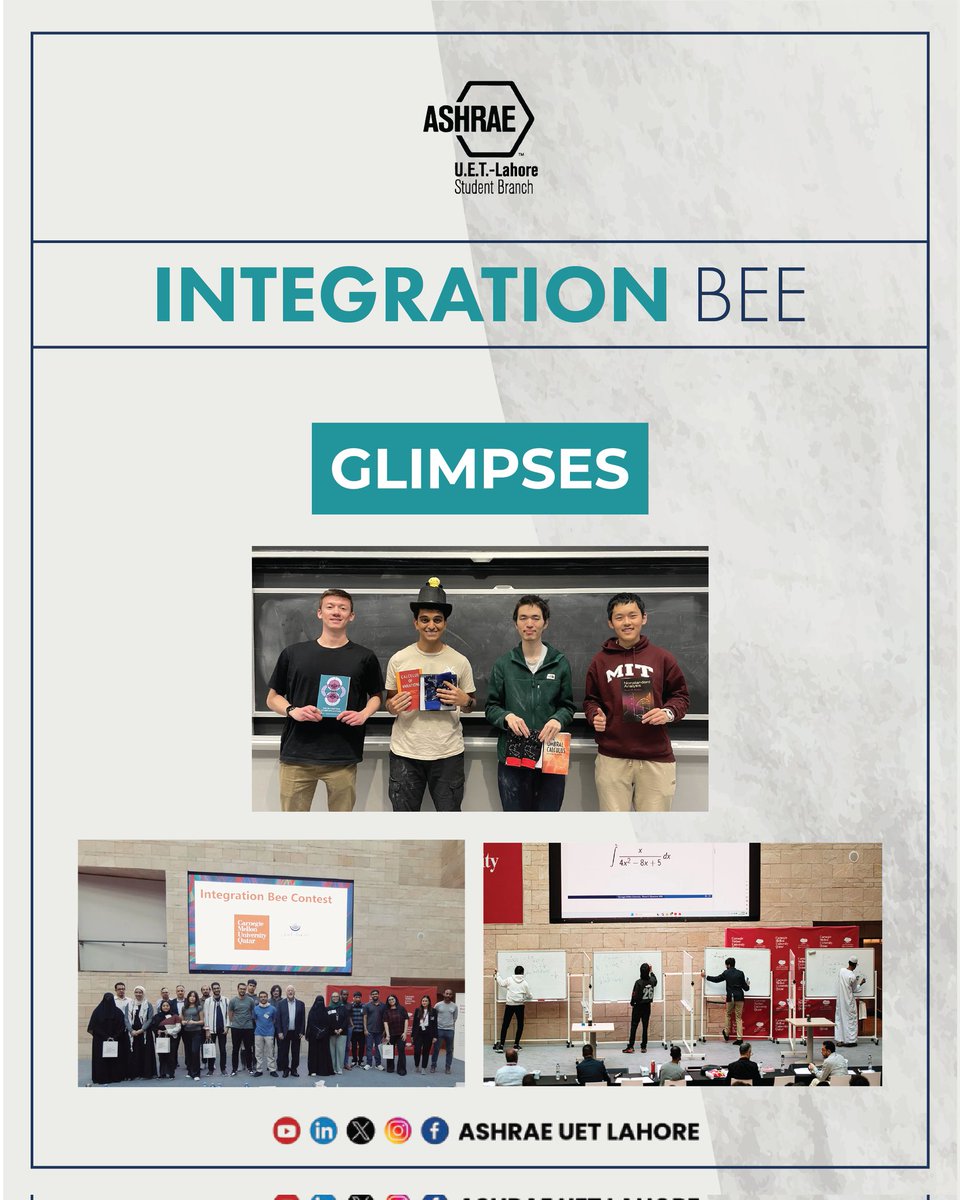 ashraeuetlhr's tweet image. INTEGRATION BEE | KAIZEN 2026 🐝
Equations. Speed. No second chances.
Solve. Eliminate. Dominate.
Register: forms.gle/F7CJSjrRW7MXEd…
#Kaizen2026 #AshraeUET #Lead #Excel #Explore