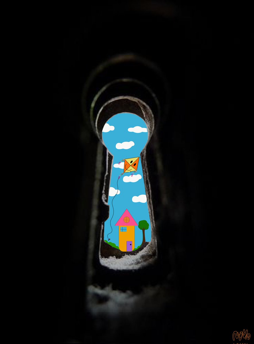 Fatemamousavi12's tweet image. Imagine you open a door and see the world of your childhood drawings...
My new illustration.
@CodeToInspire 
@f_forough 
#illustration 
#creativity