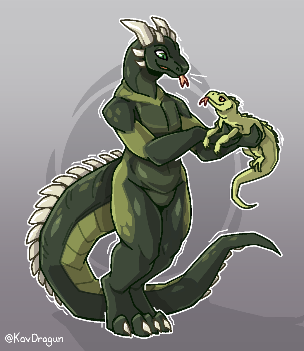 [C for @/AngelDaFox , art by me]

Gift art for Thundergonian, with a smol lizard friend !