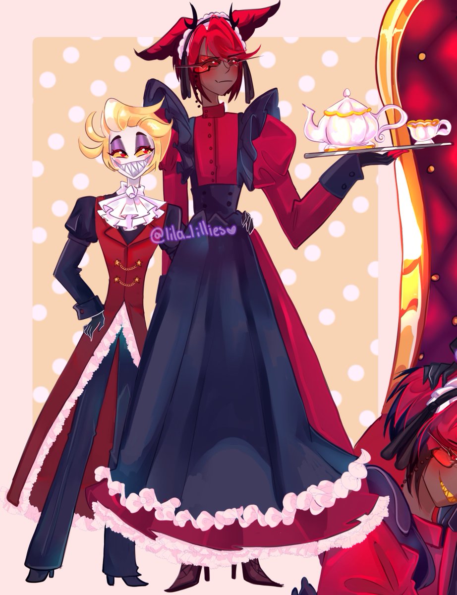 Lila_lillies's tweet image. Butler 🍎/maid 📻 

 Just for fun 

#alastor #lucifer #radioapple #bambilu #Hazbin_Hotel