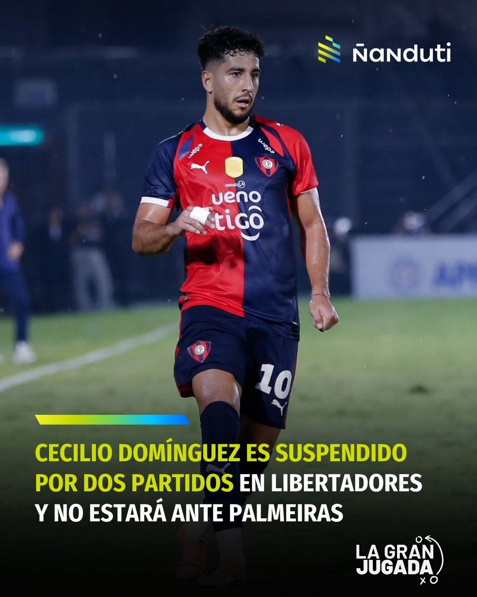 andresrios4955's tweet image. La Comisión disciplinaria de la CONMEBOL suspendió a Cecilio Domínguez por dos partidos de Libertadores:

• #Junior (Cumplió)
• #Palmeiras (A cumplir)

Además, el jugador de #CerroPorteño recibió una multa económica de 3.000 dólares.