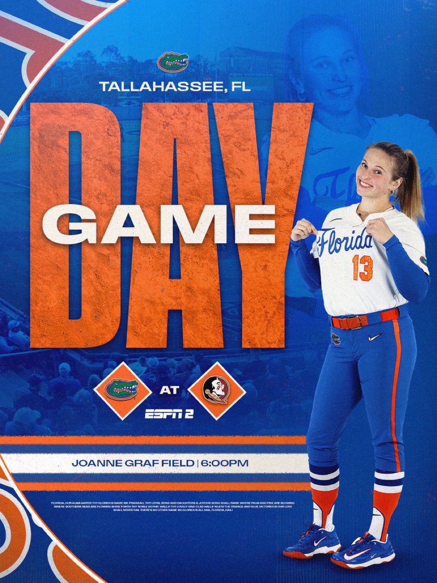 MyGatorPass's tweet photo. 🐊🥎🐊 It’s #GameDay! 🐊🥎🐊

The #LadyGators hit the road to Tallahassee for a 6pm showdown 🆚 the ‘Noles on ESPN2. 

📷 Gators Softball

#GoGators #WeChomp #MyGatorPass https://t.co/aCpimUIz66