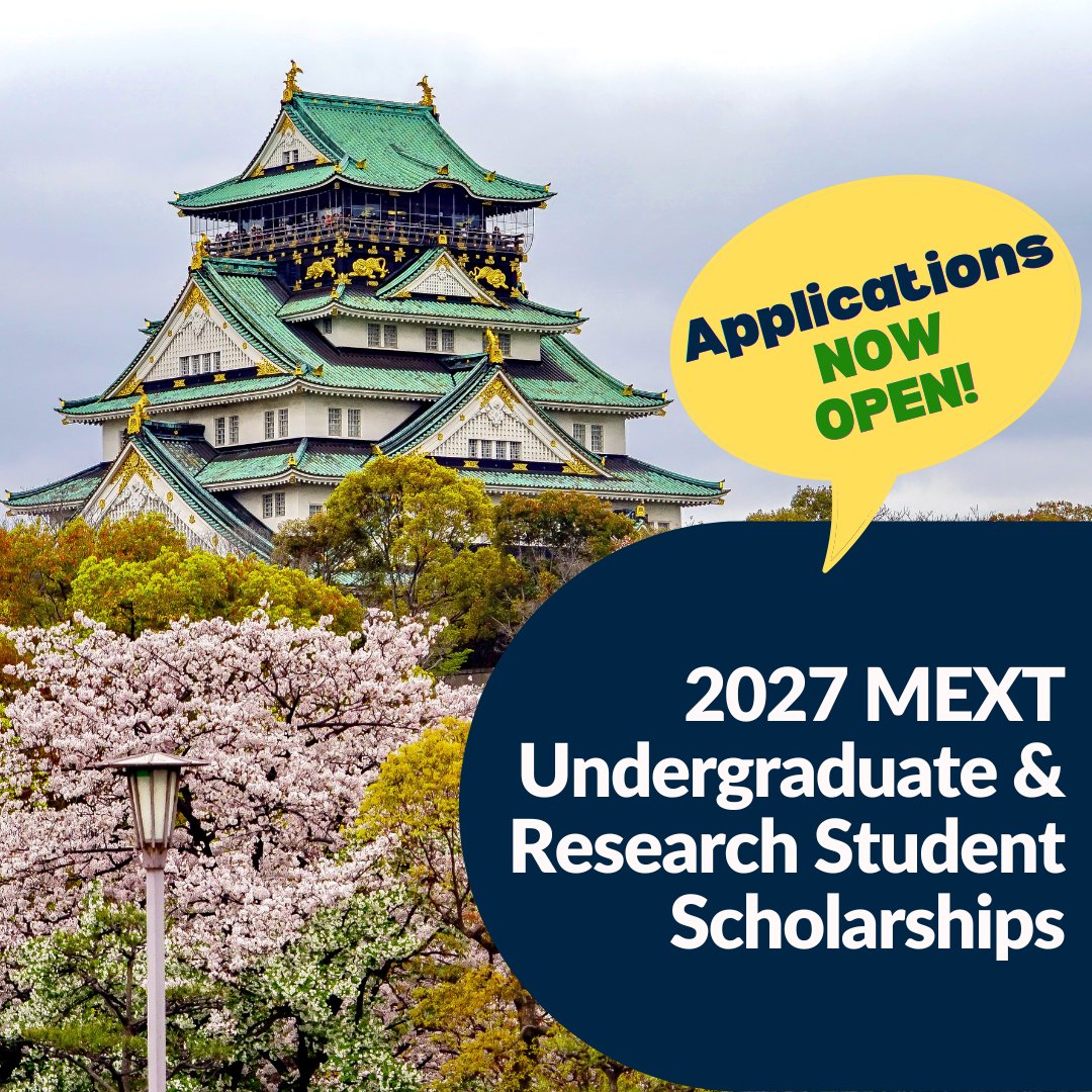 JapanCons_vanc's tweet image. 🇯🇵 MEXT Scholarship (@mextjapan) — Applications Now Open! 

🎓 Study in Japan with a scholarship from the Government of Japan.

Programs:
🔹 Undergraduate
🔹 Research

📅 Deadline: May 29, 2026 (5:00 PM)
🔗 vancouver.ca.emb-japan.go.jp/itpr_en/mext_e… 

#StudyinJapan #Scholarship 🌸