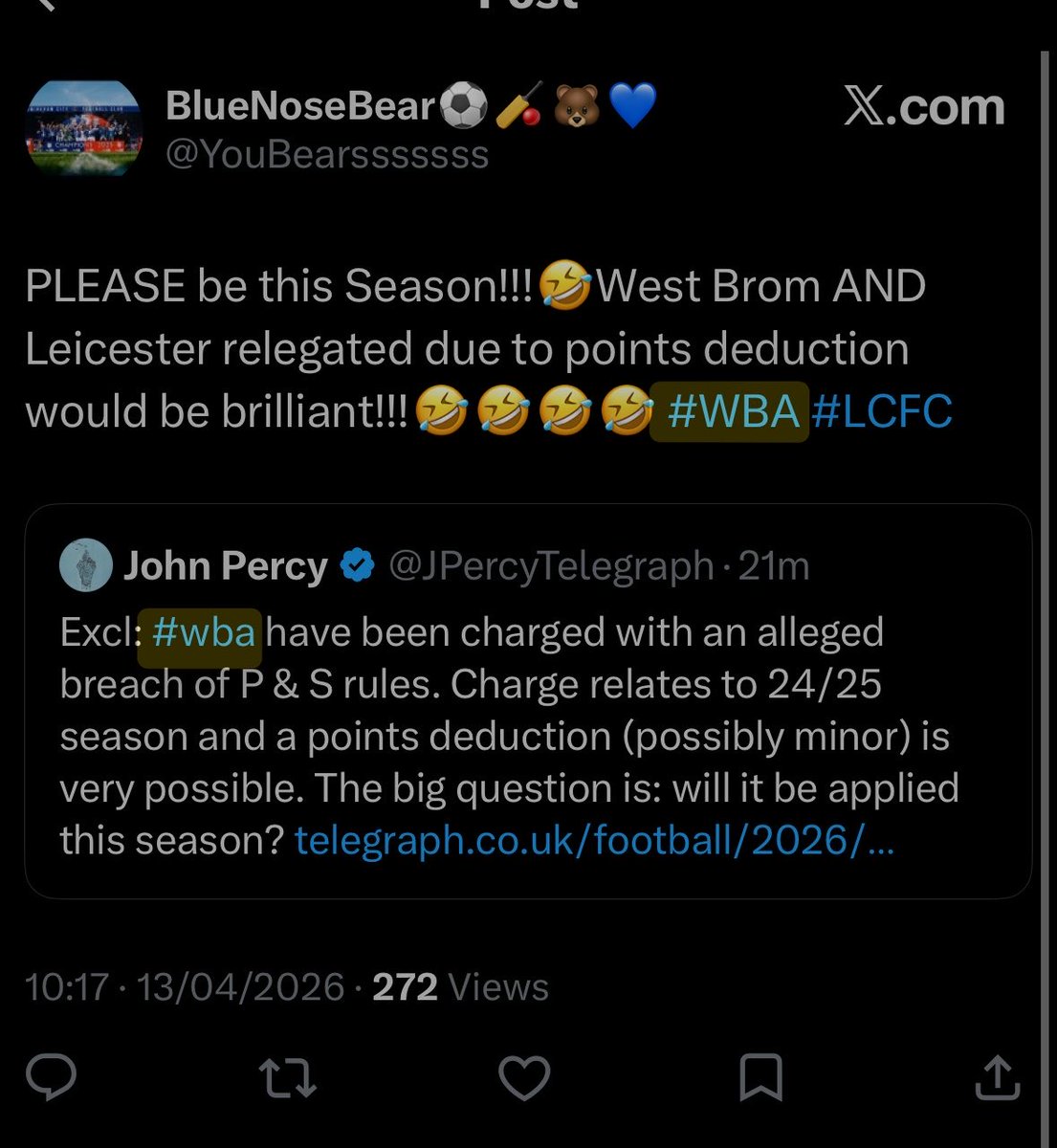 Albion316's tweet image. Hi mate. Deleting is cheating. 👋@YouBearsssssss 

#wba