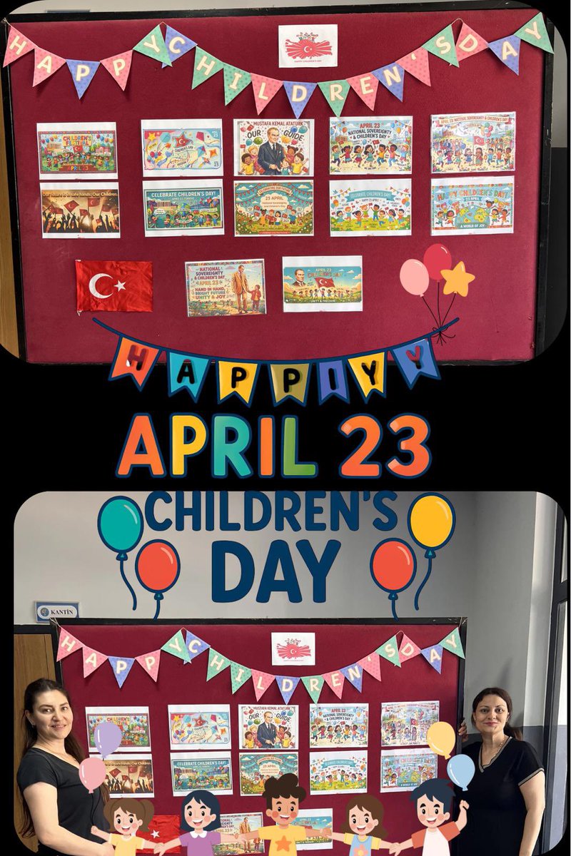 HSeyitCeker's tweet photo. "Children are the flowers of the world." 🌸
23 Nisan Ulusal Egemenlik ve Çocuk Bayramı’mız kutlu olsun!
Okulumuz İngilizce Zümresinin çocuklarımız için hazırladığı bayram köşemiz hazır. Atamızın izinde, neşeyle! 🇹🇷🎉
#EnglishClassroom #HappyChildrensDay #Atatürk https://t.co/KmoGITE94T