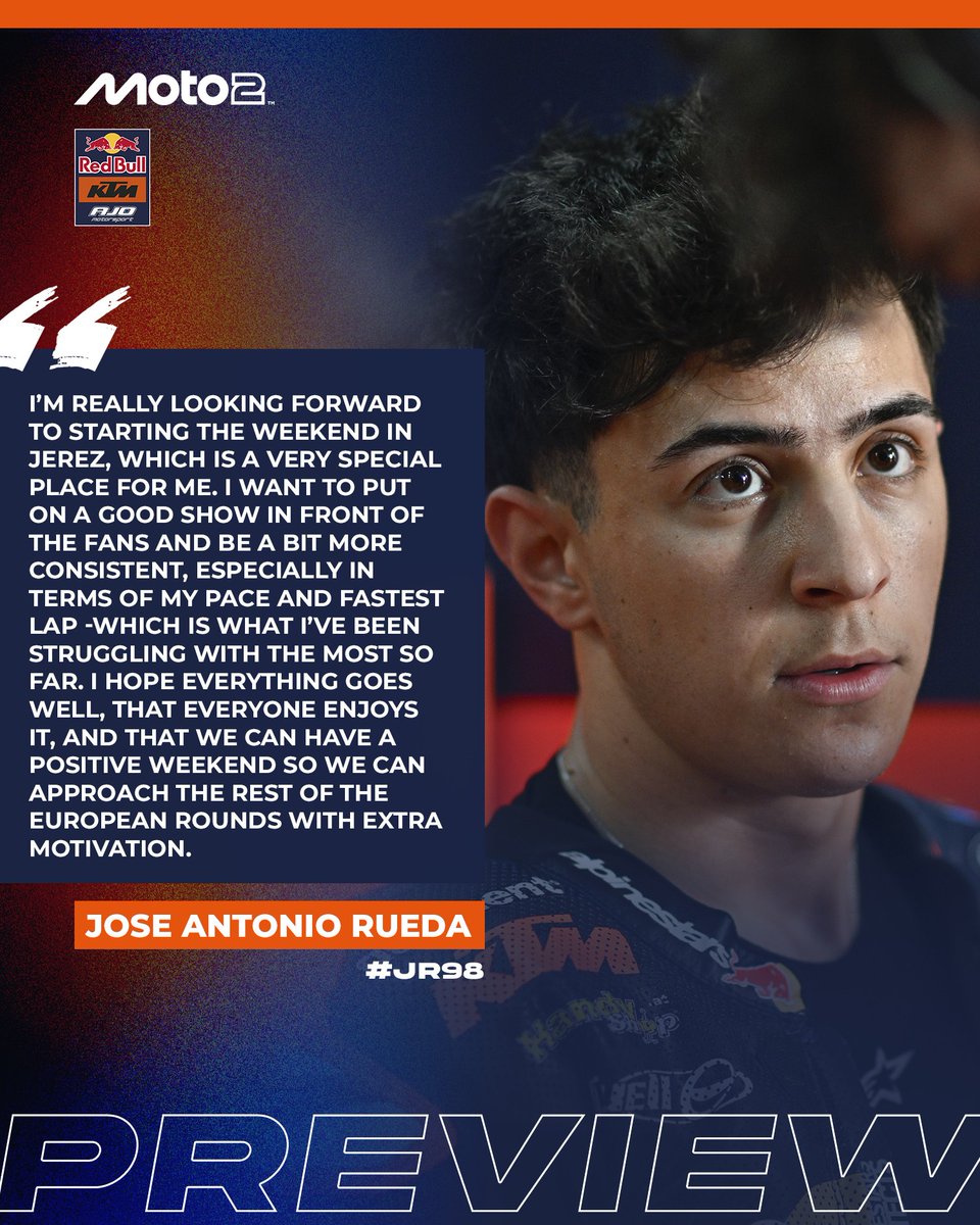 RedBull_KTM_Ajo's tweet image. 🎙️ Jose Antonio Rueda

| #JR98 | #Moto2 | #Preview | #SpanishGP🇪🇸 |