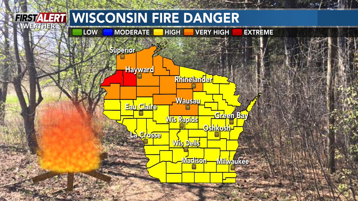 WxSpencerFurman's tweet image. [12:20 PM Wednesday]- Relative humidity has dropped to around 30% or lower across most of north central Wisconsin. This will result in elevated fire danger. Thursday will also feature low humidity.

#wiwx #wsawwx #FirstAlertWeather

MORE INFO: wsaw.com/weather/