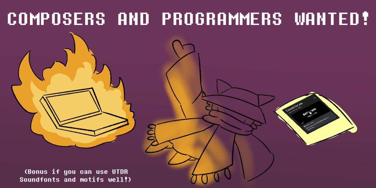 It's that time again!

Applications for PROGRAMMERS and COMPOSERS are open! Apply now if you'd like to help us out!

Link: forms.gle/7cS4yLWx2B8bSV…

#undertale #onetale #oneshotgame