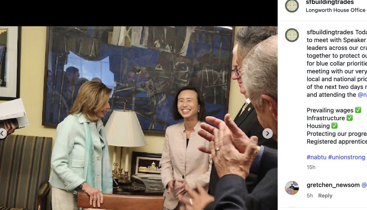 dustingardiner's tweet photo. Today in CA Playbook: SF Supervisor Connie Chan is making the rounds with Nancy Pelosi in D.C. this week

It's another sign that Chan is angling for the former speaker's nod in the House race to succeed her: https://t.co/cx9uKjH3vZ https://t.co/vfTLxDDaUo