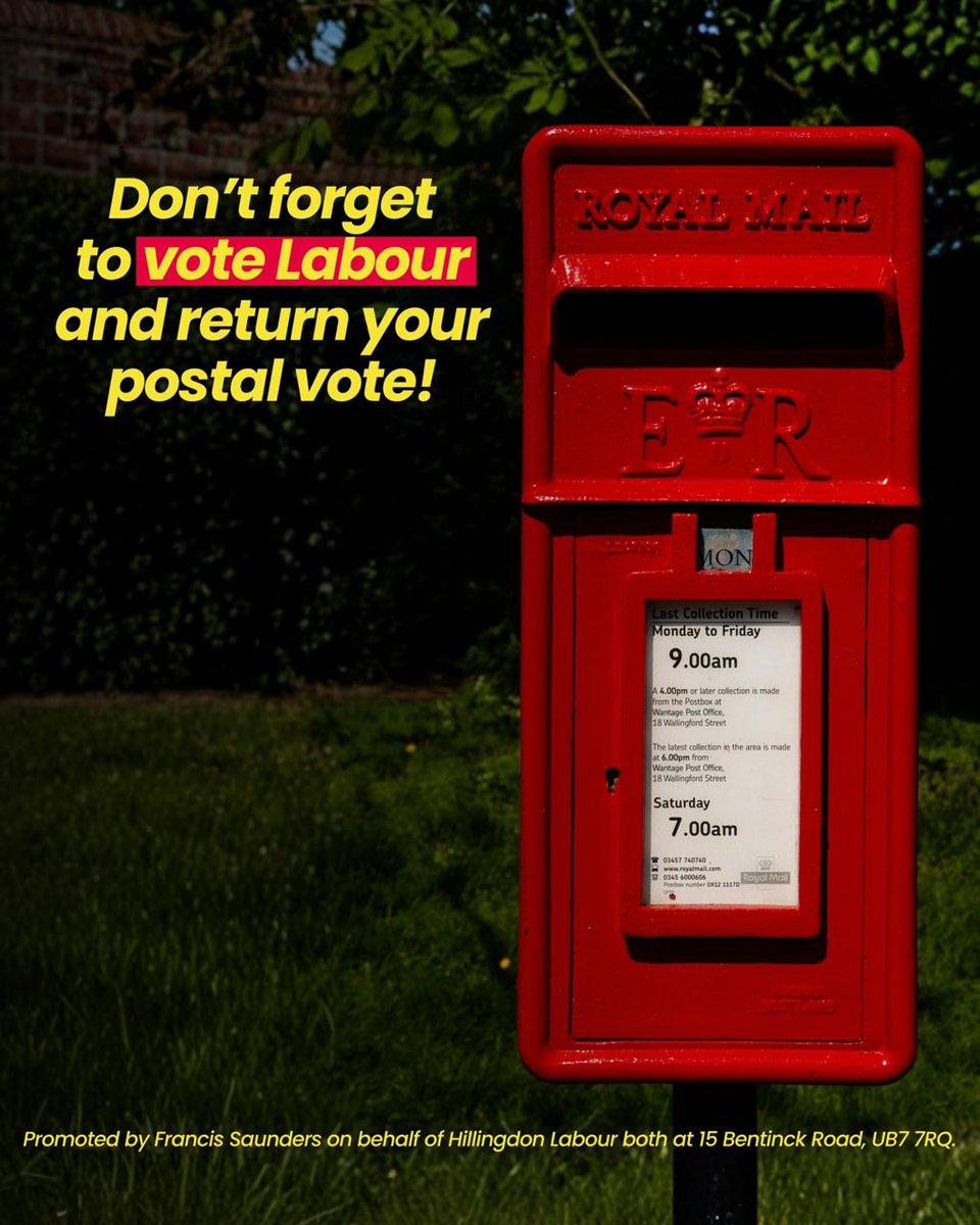HillingdonLab's tweet image. When you have you postal vote, back @HillingdonLab soon for real change in your borough! #post