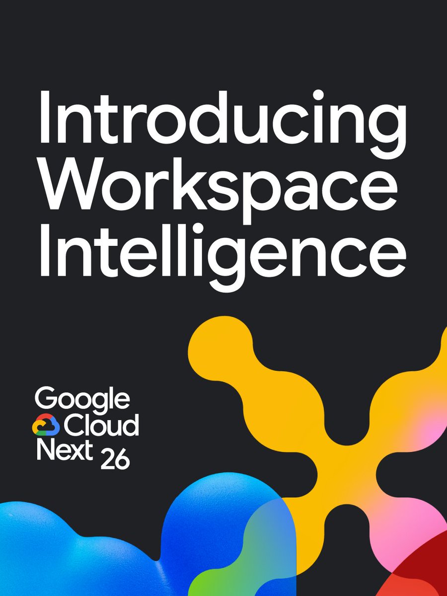 Google's tweet photo. Workspace Intelligence inherently understands your work ecosystem to power truly agentic work across all of your @GoogleWorkspace apps.

It can help you find and synthesize information, generate content, analyze complex datasets and more — all anchored in your business context, tailored to your unique work style and built with privacy at the center. #GoogleCloudNext