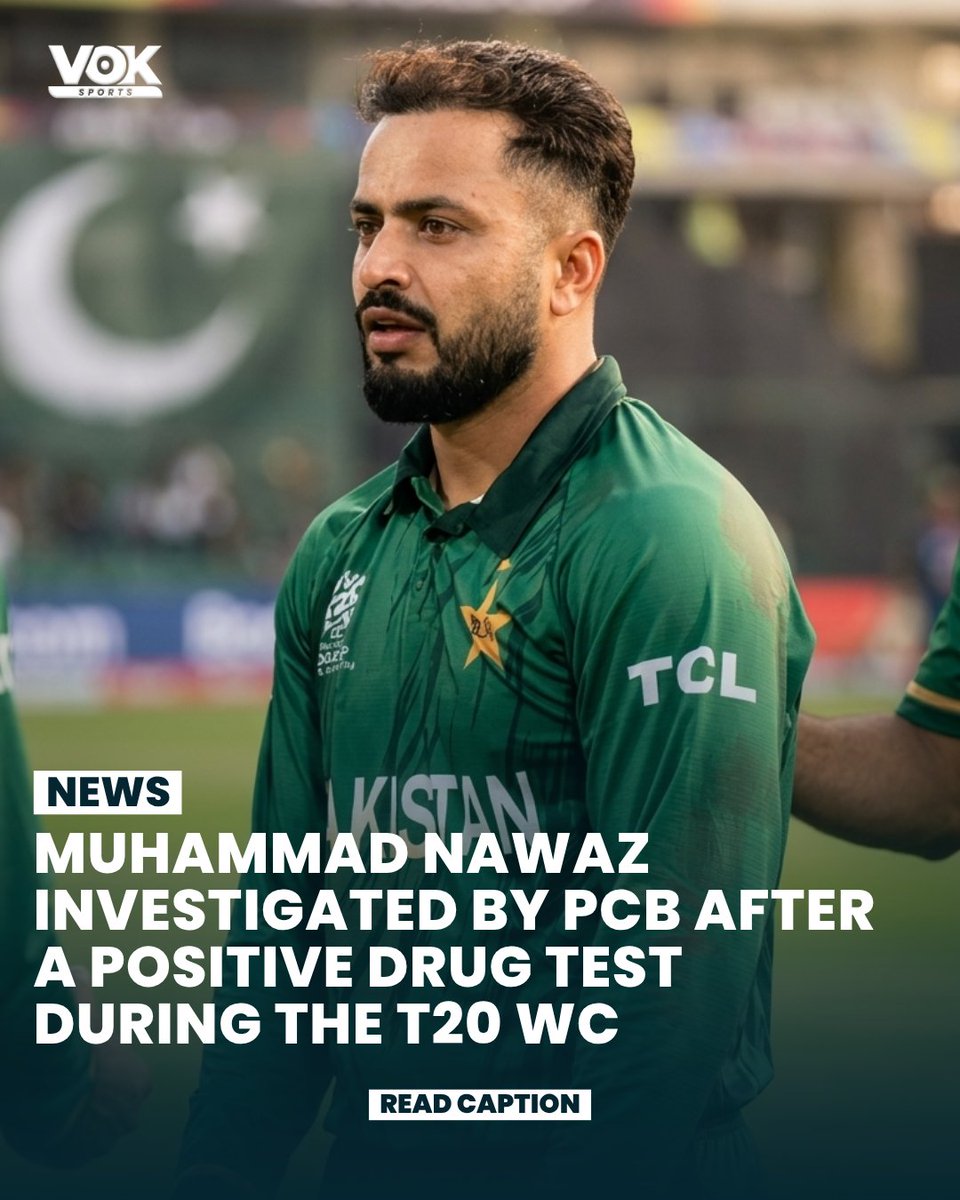 voksports's tweet image. Pakistan Cricket Board is investigating Muhammad Nawaz after a reported positive drug test during the T20 World Cup, highlighting the strict stance on integrity and anti-doping in international cricket.

#MuhammadNawaz #PCB #T20WorldCup #PakistanCricket #CricketNews