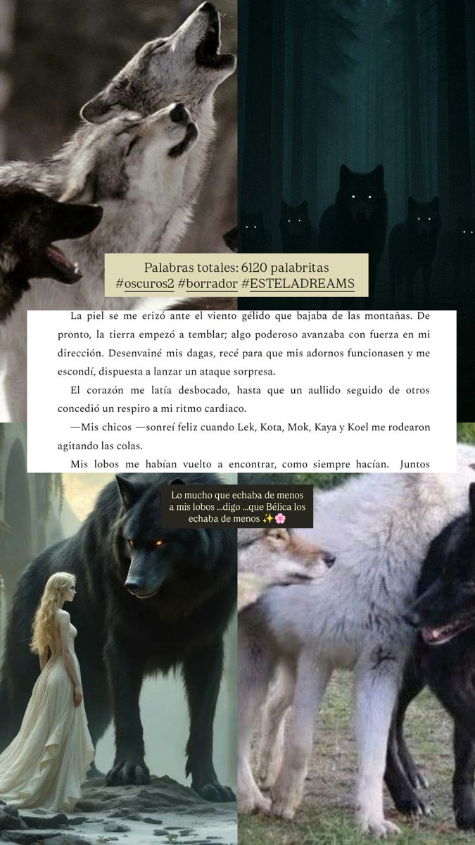 En un mundo donde la hostilidad y las criaturas han logrado desquebrajar la persona que una vez fue y la oscuridad la persigue, a Bélica solo le queda el amor de sus lobos y una promesa de venganza que no piensa romper. 
#books #escritos #fantasyfiction #libros #magia #criaturas