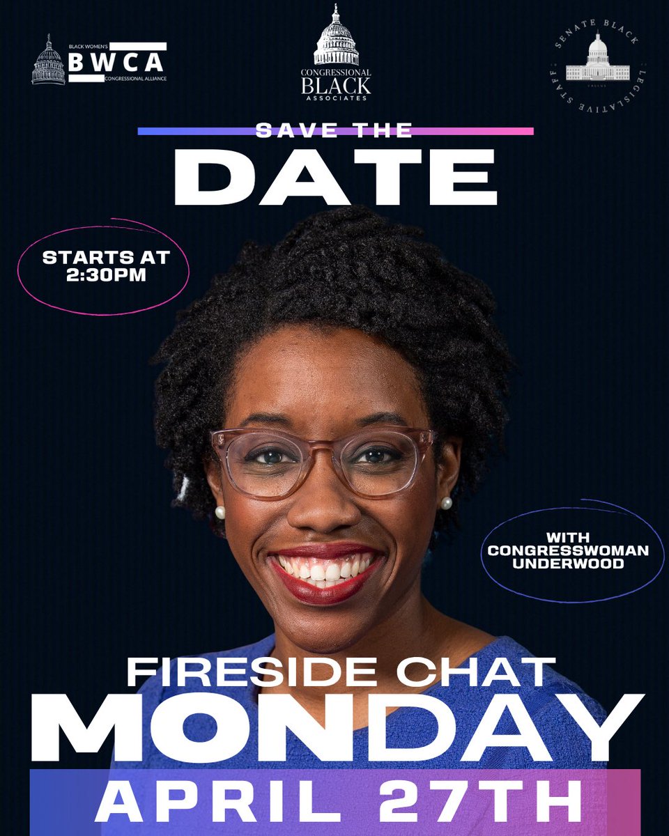 BWCADC's tweet photo. Join us for a fireside chat with Rep. Lauren Underwood on Black maternal health &amp; equity! 

Hosted by @CapitolHillCBA, @BWCADC &amp; @sblsc1977 —don’t miss this important conversation! 

RSVP link in bio! https://t.co/EUPVMRc7SM