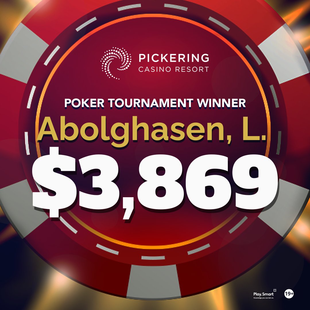 PickeringPoker's tweet photo. Congratulations to our winners of the Two $200 Turbo Poker Tournaments on Tuesday, April 21, 2026! 🏆
With 120 Entries (12:30) 78 Entries (8:30)
$19,200 Prize Pool (12:30) $12,480 (8:30)
Top 12 payouts (12:30) Top 8 payouts (8:30)

The next Poker Tournament on deck, Thursday, April 23, 2026, $750 NLH Deep Stack. Don't miss your chance to shuffle up and deal your way to victory. Visit https://t.co/52PE36NKlB for more details.
19+. If you gamble, PlaySmart.
