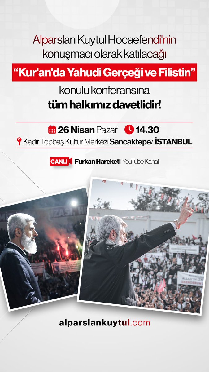 AlparslanHoca İstanbulaGeliyor 
#FurkanKonferansları
