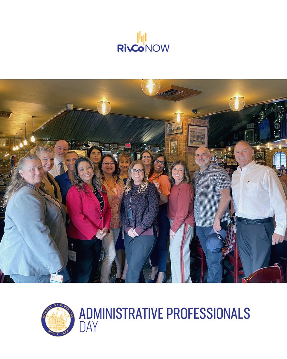 RivCoNow's tweet photo. Happy Administrative Professionals Day!

We’re so grateful for the heart, dedication, and care our administrative professionals bring to Riverside County every day. It was a joy to spend time together at lunch yesterday and celebrate the incredible work you do to support our teams and community.

Thank you for everything you do - you make a difference every single day.
 #AdminProfessionalsDay