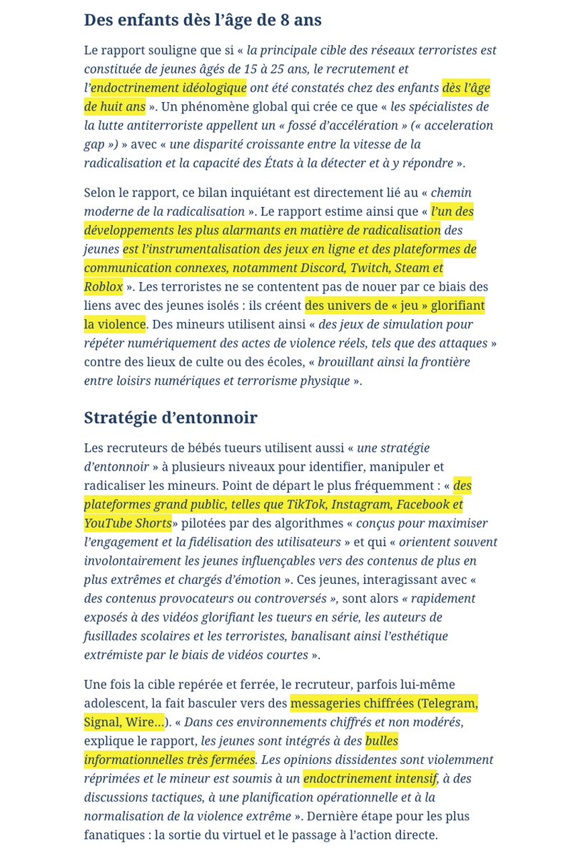denisedetralala's tweet image. 87% des mineurs radicalisés ont souffert de négligences ou d’abus psychologiques et plus des trois quarts ont vécu des situations d’abandon. #Radicalisation #Jeux #messageries #endoctrinement lefigaro.fr/actualite-fran…