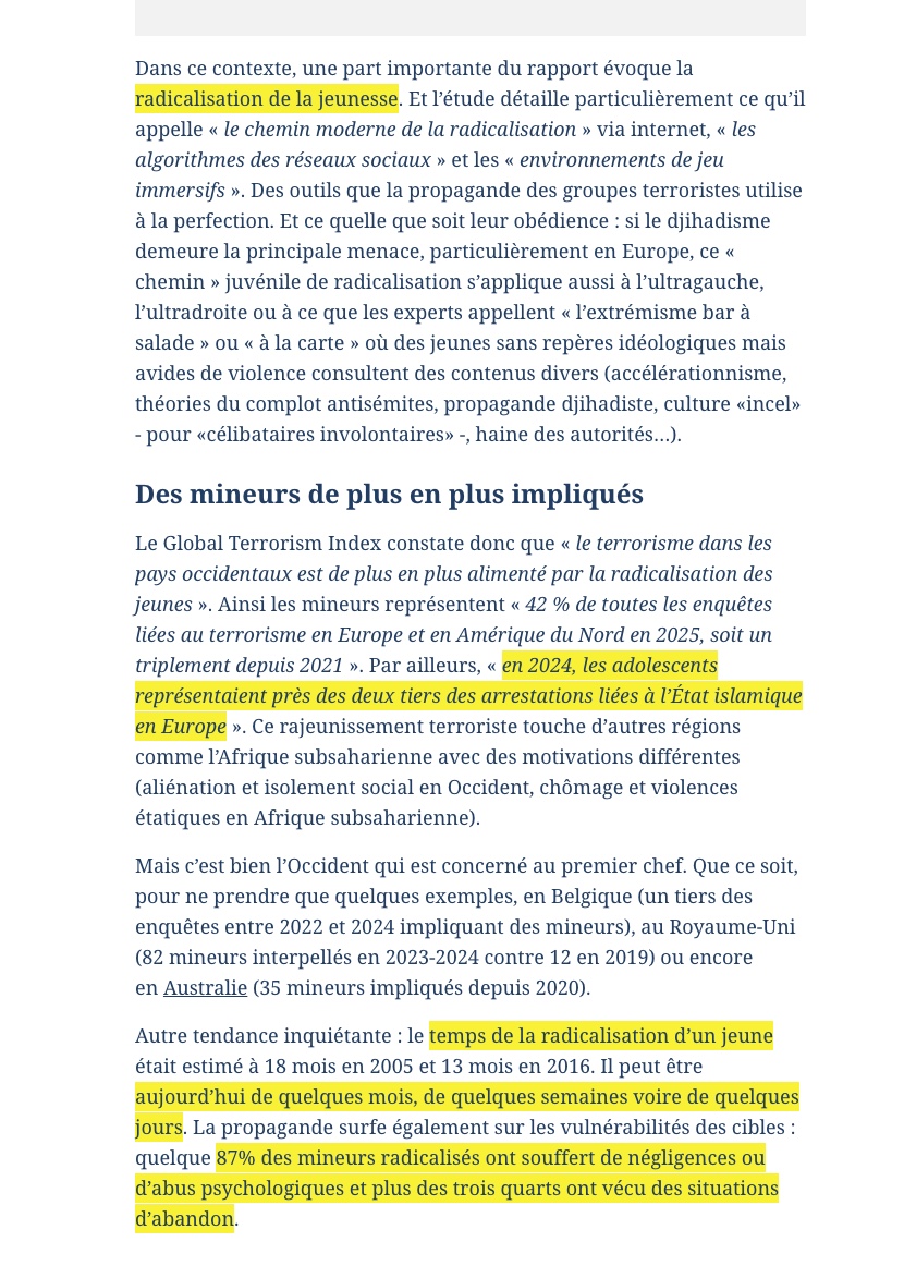 denisedetralala's tweet image. 87% des mineurs radicalisés ont souffert de négligences ou d’abus psychologiques et plus des trois quarts ont vécu des situations d’abandon. #Radicalisation #Jeux #messageries #endoctrinement lefigaro.fr/actualite-fran…