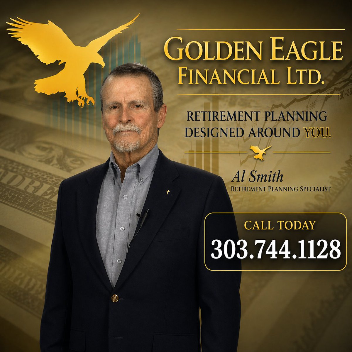klz_radio's tweet image. Retirement planning is personal. Al Smith with Golden Eagle Financial builds strategies around your goals, family, and future. 303.744.1128 klzradio.com/money/ #GoldenEagleFinancial #RetirementPlanning #FinancialSecurity #KLZRadio #ColoradoBusiness