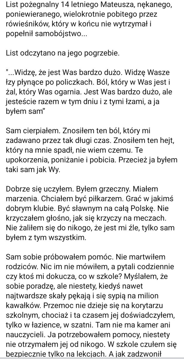 Daniel99081741's tweet photo. @NawrockiKn @donaldtusk Sami macie dzieci, wnuki. Dlaczego przez tyle lat i kadencje różnych partii nic się nie zmienia? Coś się wydarzy, chwila "działań" nagłośnienia i później znowu cisza, do następnego razu... Dlaczego Dyrektorzy, nauczyciele są tak bierni? Dlaczego nikt nie kara oprawców? Do roboty! https://t.co/3zgqxfzrnE