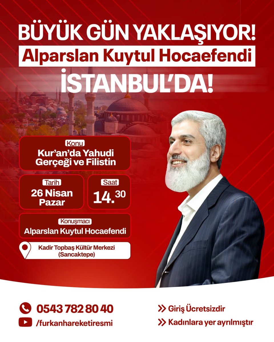 AlparslanHoca İstanbulaGeliyor 
#FurkanKonferansları