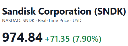 rzayev7895's tweet image. Bugün $SNDK-de yeni bir ATH gördük.

1250$ hedefimiz hala masada.
Zamanla o seviyenin de aşılacağına inanıyorum.

Yatırım tavsiyesi değildir.

#SNDK #ATH #StockMarket #Investing #Trading #Targets #Markets