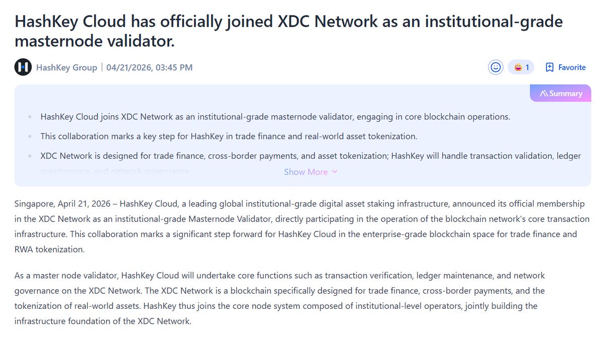 Strong move for $XDC

Institutional validators like HashKey Cloud bring the trust and compliance needed for scaling cross-border payments and RWA.
-Real adoption needs this kind of foundation

#XDC #RWA #Fintech #Blockchain