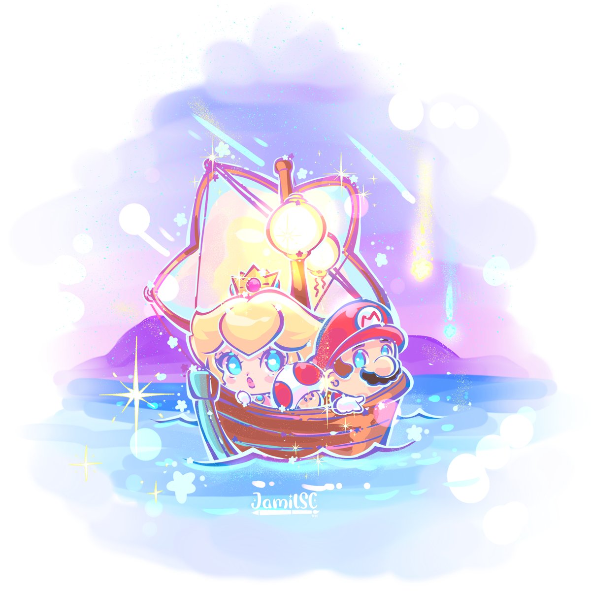 jamilsc's tweet image. ✨🌟Galaxy Kawaii Moments🌟✨
I want to continue with this theme; I'll probably draw Luigi in frog mode.

#supermariogalaxymovie #fanart #digitalart #jamilsc11 #chibi