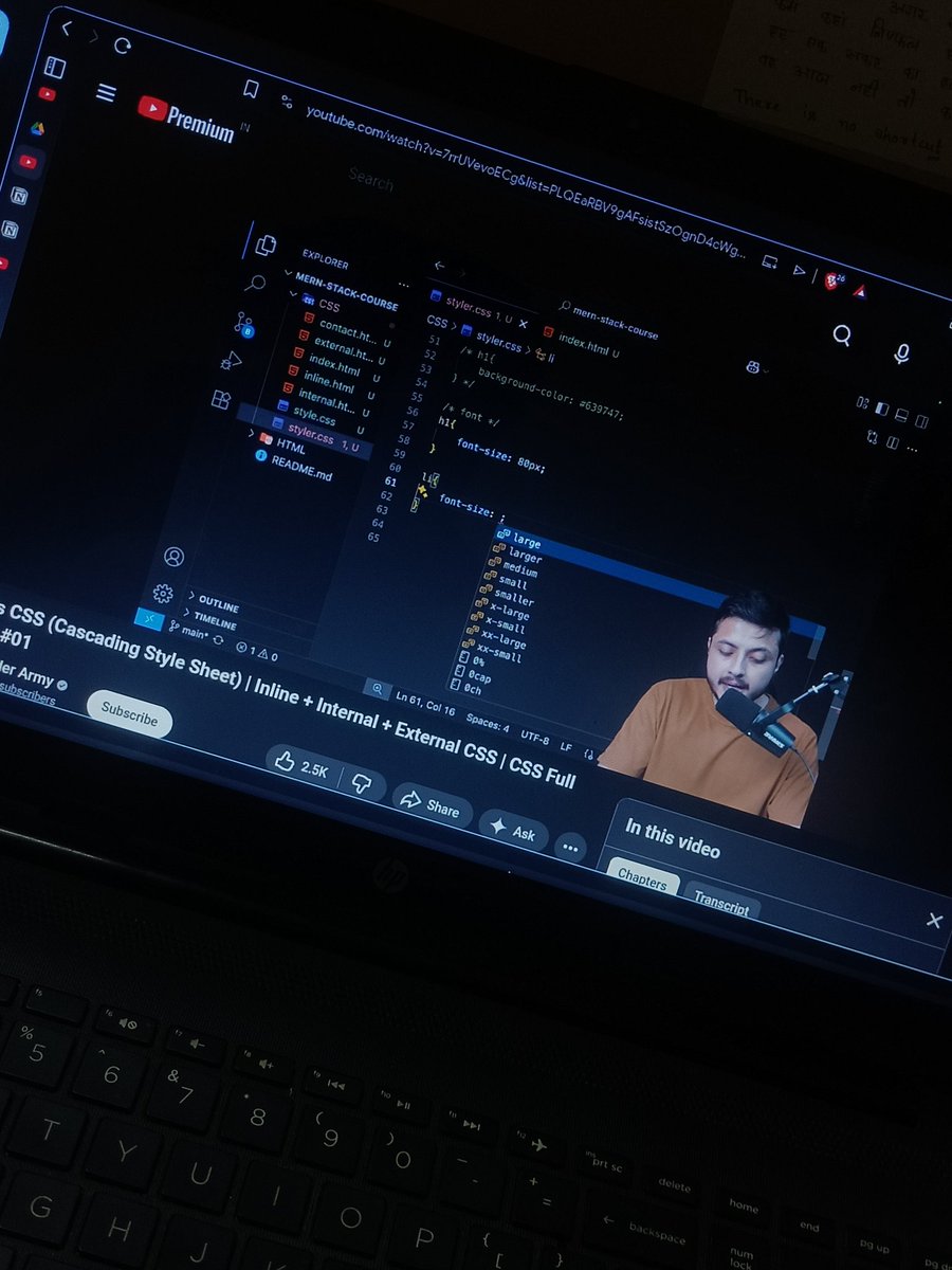 adiityavermaa's tweet image. Day 7 of #100DaysOfCode 🚀

Started learning CSS today 💻
✔ Inline, Internal &amp;amp; External CSS
✔ Selectors
✔ Colors (HEX &amp;amp; RGB)
✔ Fonts &amp;amp; Pixels

Finally starting to understand how styling actually works 🔥

#WebDev #BuildInPublic #LearnInPublic 
#LearnAndBuild #LearnDaily #CSS