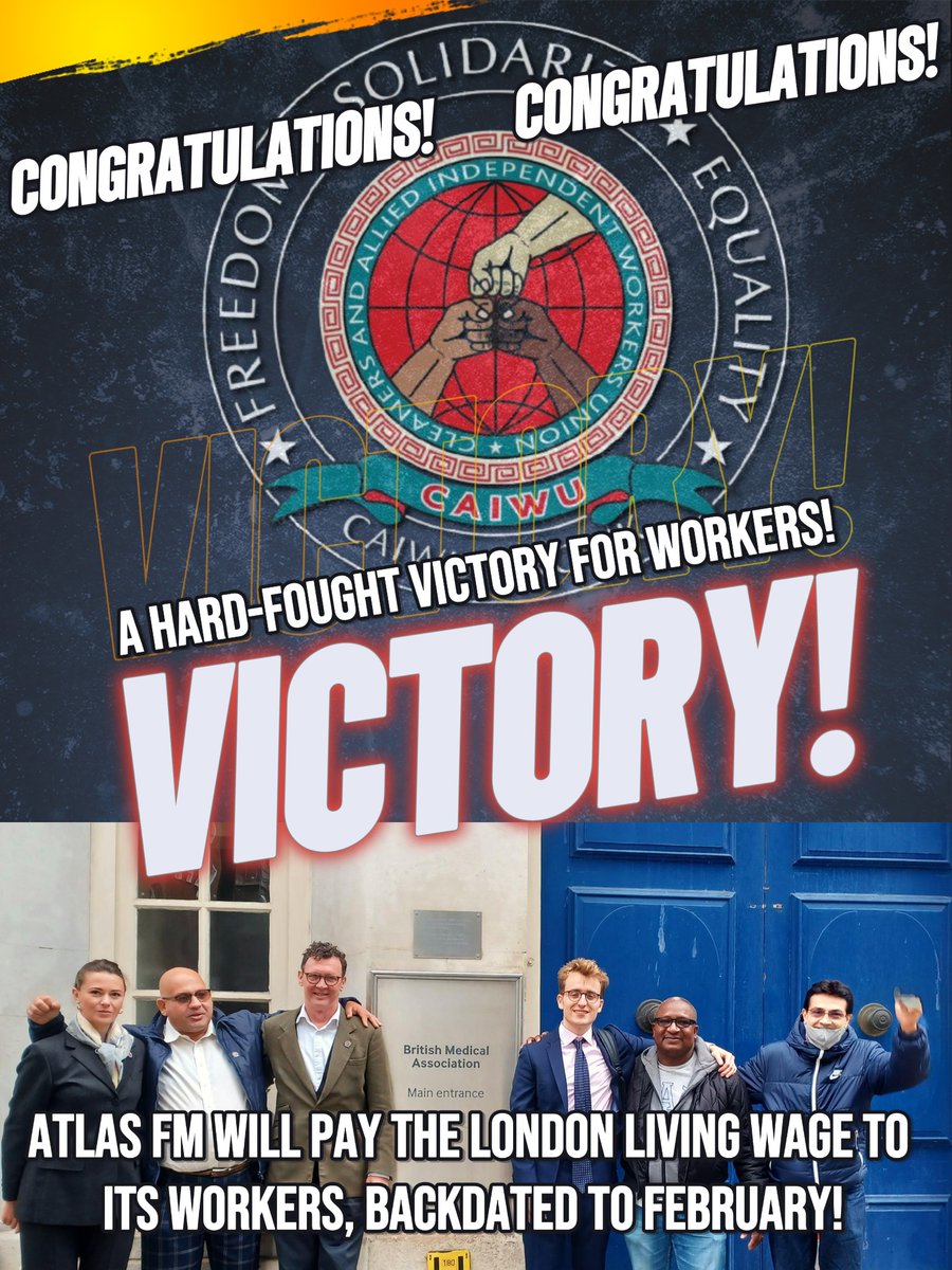 caiwuunion's tweet image. Cleaners were denied the London Living Wage. Atlas FM delayed pay. Workers organised and won.

Now paid at LLW, backdated from February.

Collective action works ✊🏾✊🏾✊🏾

#WorkersRights #Solidarity #LondonLivingWage #UnionStrong #CollectivePower #LabourRights #Viral #FYP