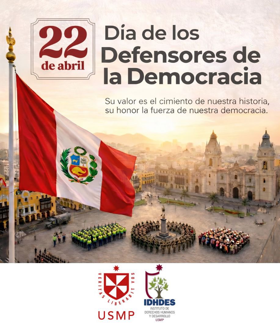 IDHDES's tweet photo. Hoy en el Día de los Defensores de la Democracia, el Instituto de Derechos Humanos y Desarrollo de la USMP, rinde un justo homenaje a quien enfrentaron al terrorismo con convicción y patriotismo en defensa de nuestro Estado de Derecho.
#22deabril https://t.co/14ygO6jP6k