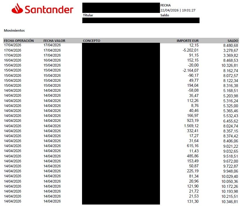 _alfons68's tweet photo. @bancosantander este es el resultado de la exportación de los movimientos de una cuenta mía. Habéis cambiado la forma de exportarlo y es incorrecta.
A pesar del pésimo "servicio de atención al cliente" y de la nula respuesta del "asesor personal" he averiguado dónde está el fallo https://t.co/1UWEV5MRaw