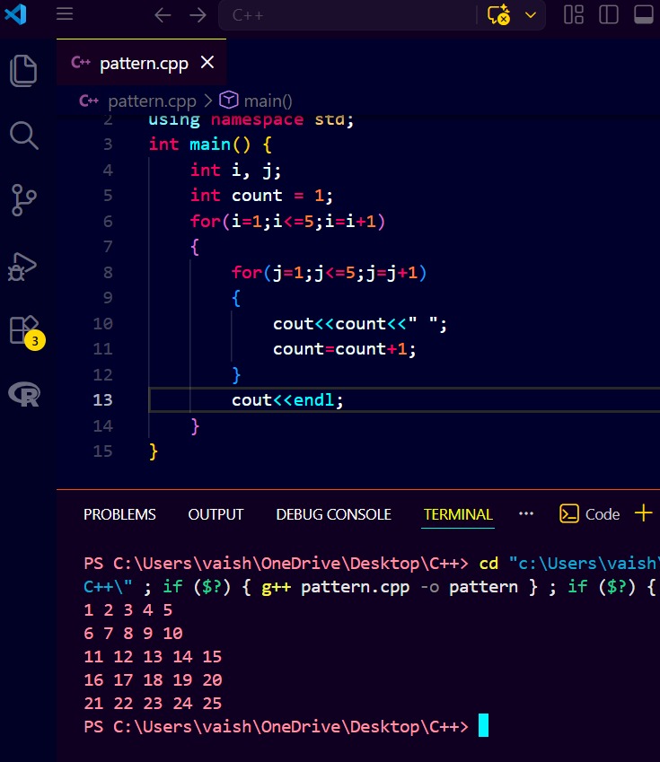 Vaishnavi_1101_'s tweet photo. Day 12: Picking up the pace! 🚀
Finally moved past basic syntax and started solving logic-heavy problems using loops.
The gap in my learning is officially gone and the momentum is back.
#100DaysOfCode #CPlusPlus #WomenInTech #BtechCSE https://t.co/JS7QbsJggN
