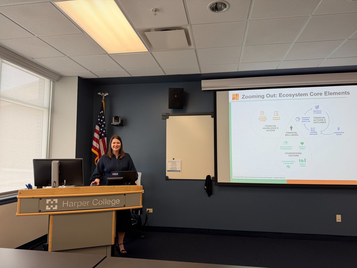 NEFE_ORG's tweet image. We are in Palatine, Illinois today, presenting at @HarperCollege's Money Matters: #FinancialLiteracy Summit. The interactive event included a keynote from Beth Bean, Ph.D. (@bbean4242) on #FinEd #Research and a breakout session on the #PersonalFinanceEcosystem from Mary Hoch.